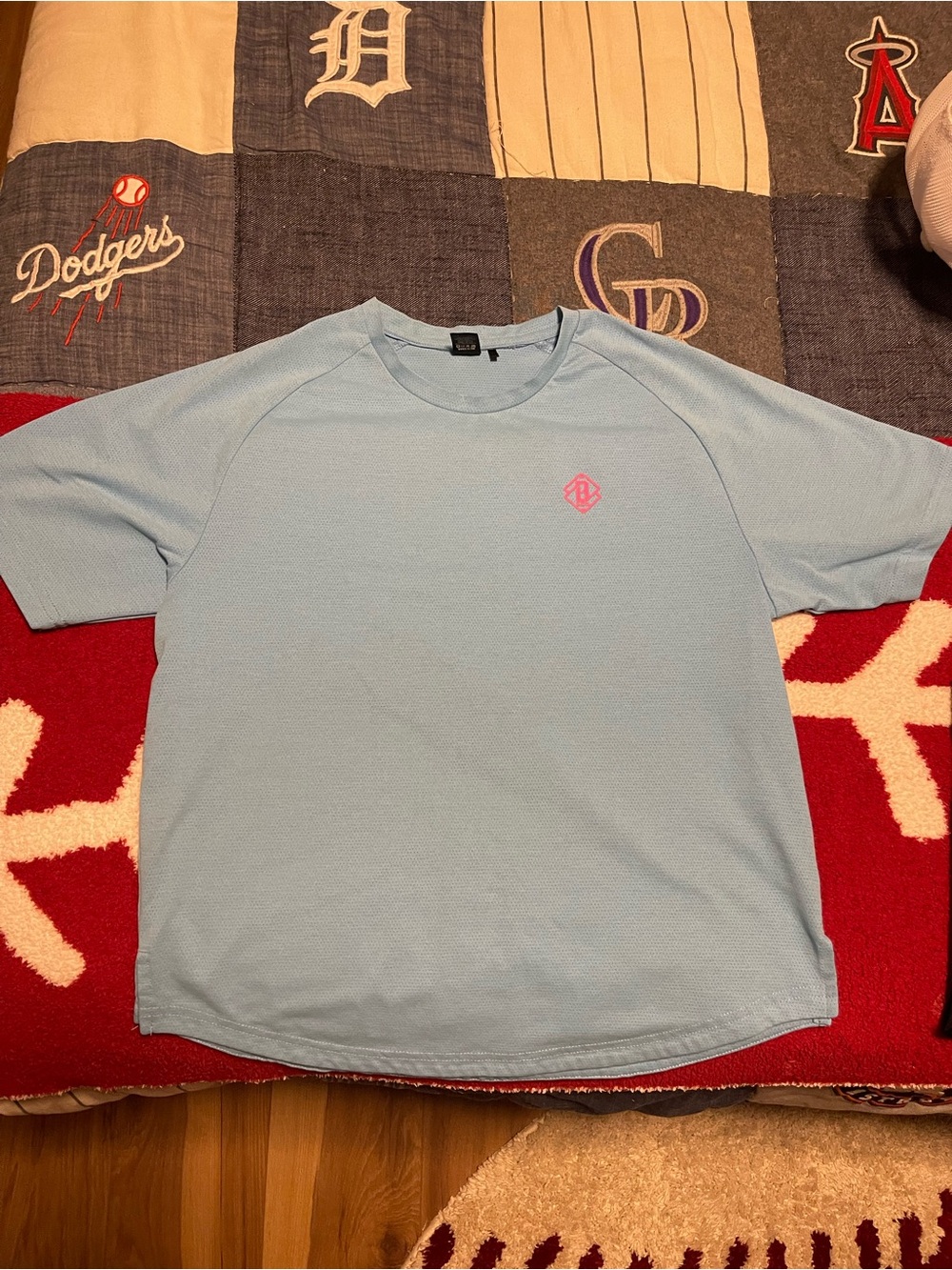 Youth medium cotton, candy Short Sleeve Tee with Pink Accent